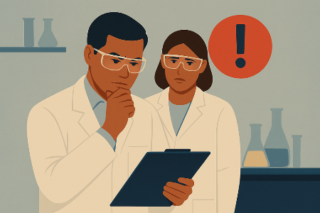 Two people holding a clipboard