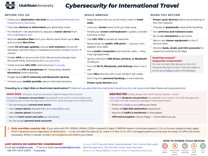 USU travel checklist