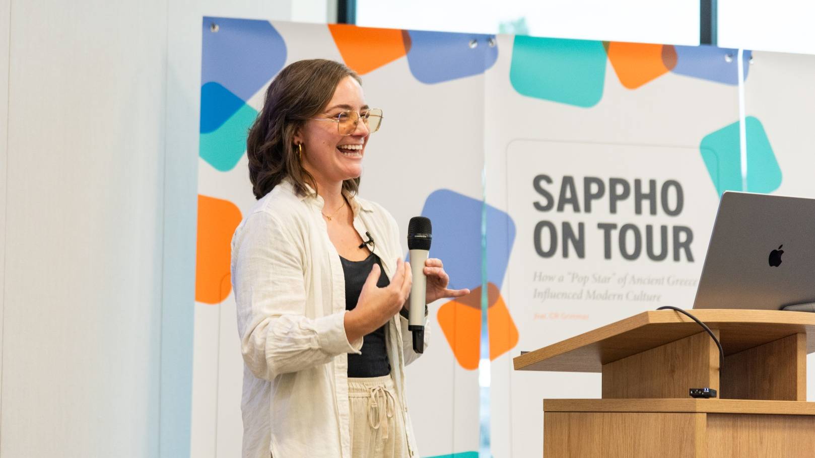 C. R. Grimmer talks at sappho on tour presentation
