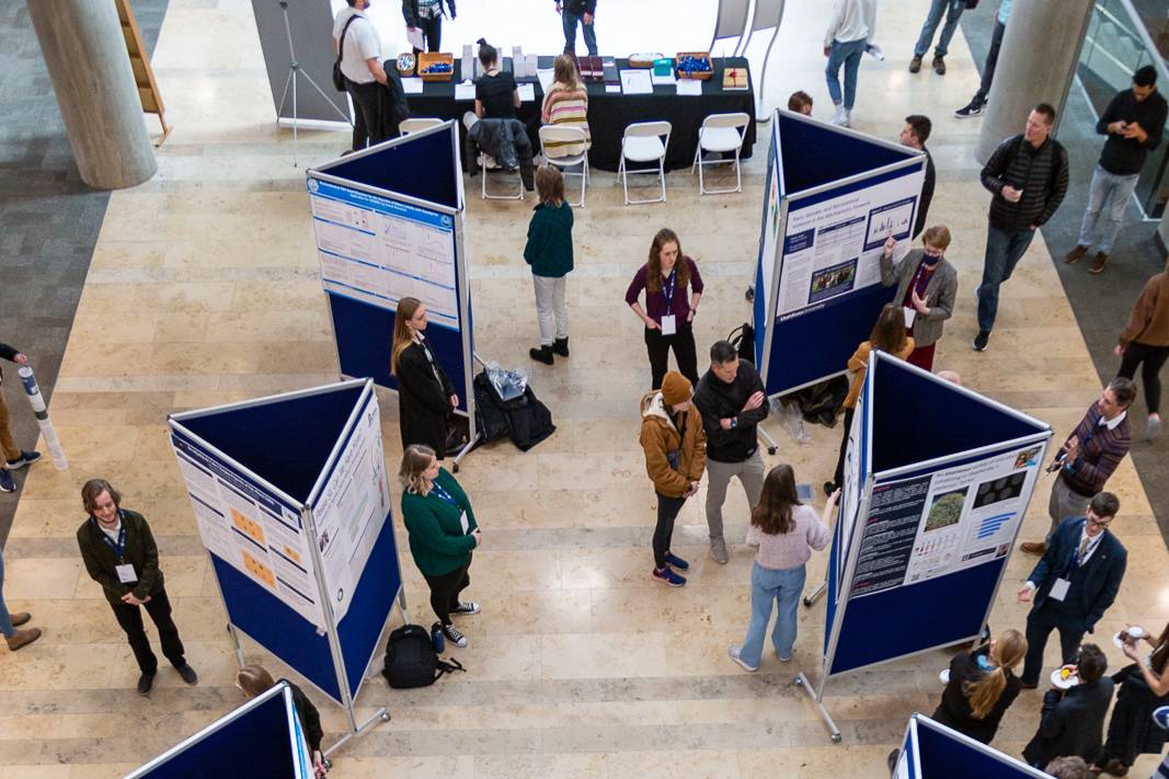 A bird's-eye view of displays at the fall research symposium