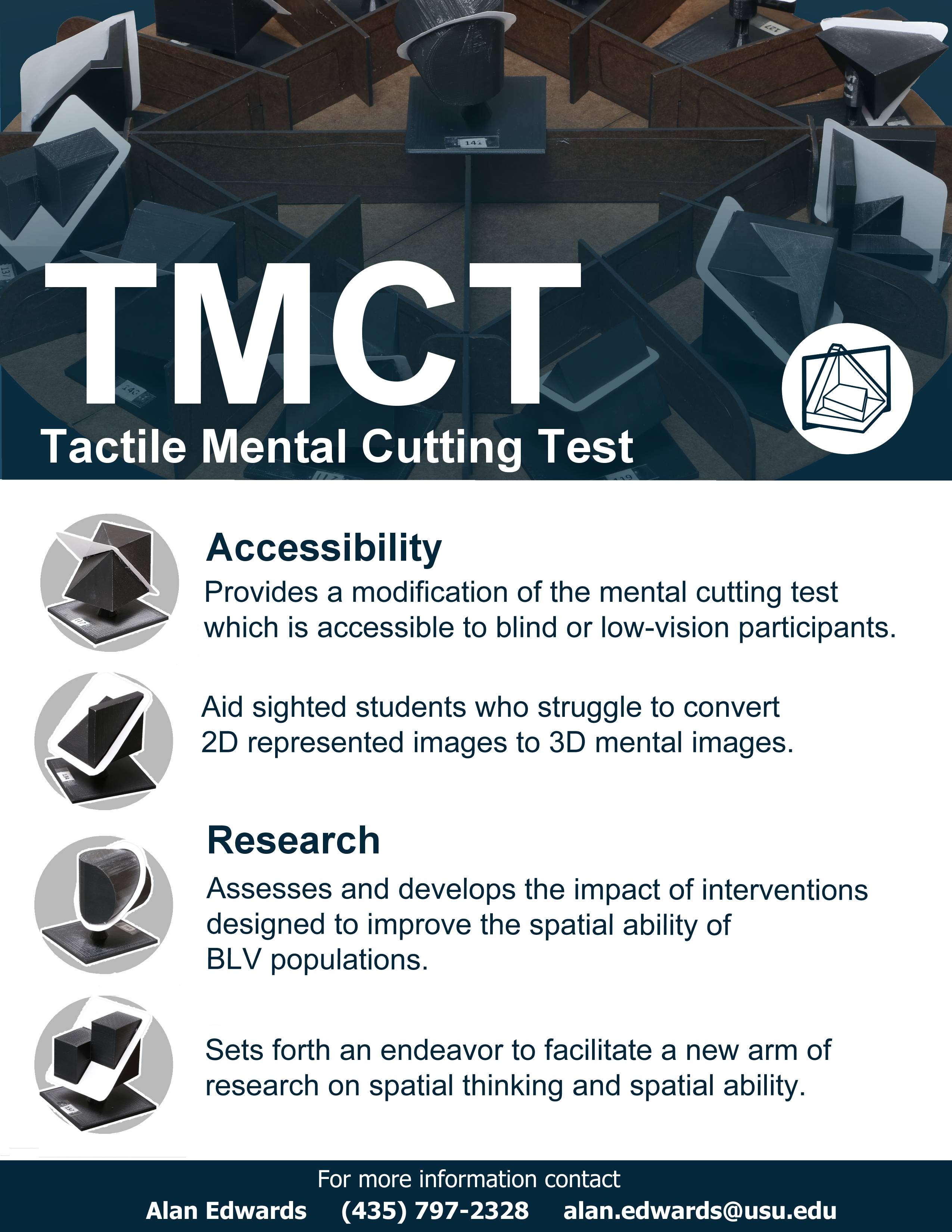 Tactile Mental Cutting Test (TMCT) advertisement--improves accessibility for blind or low-vision participants, and assesses and develops the impact of interventions on the blind and low-vision population